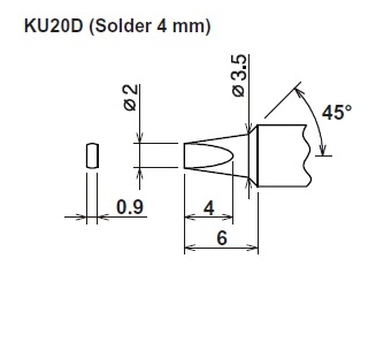ปลายหัวแร้ง Cera cote solder tip kunoichi ku20d solder 4mm